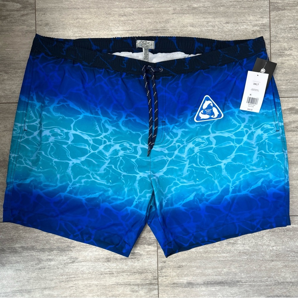 NWT Ocean & Coast Harbour Navy Aquatic Mesh Lined Swim  Trunks